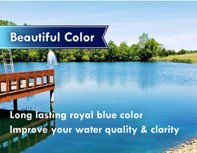 Pond Champs dye in water application demonstrates even color distribution