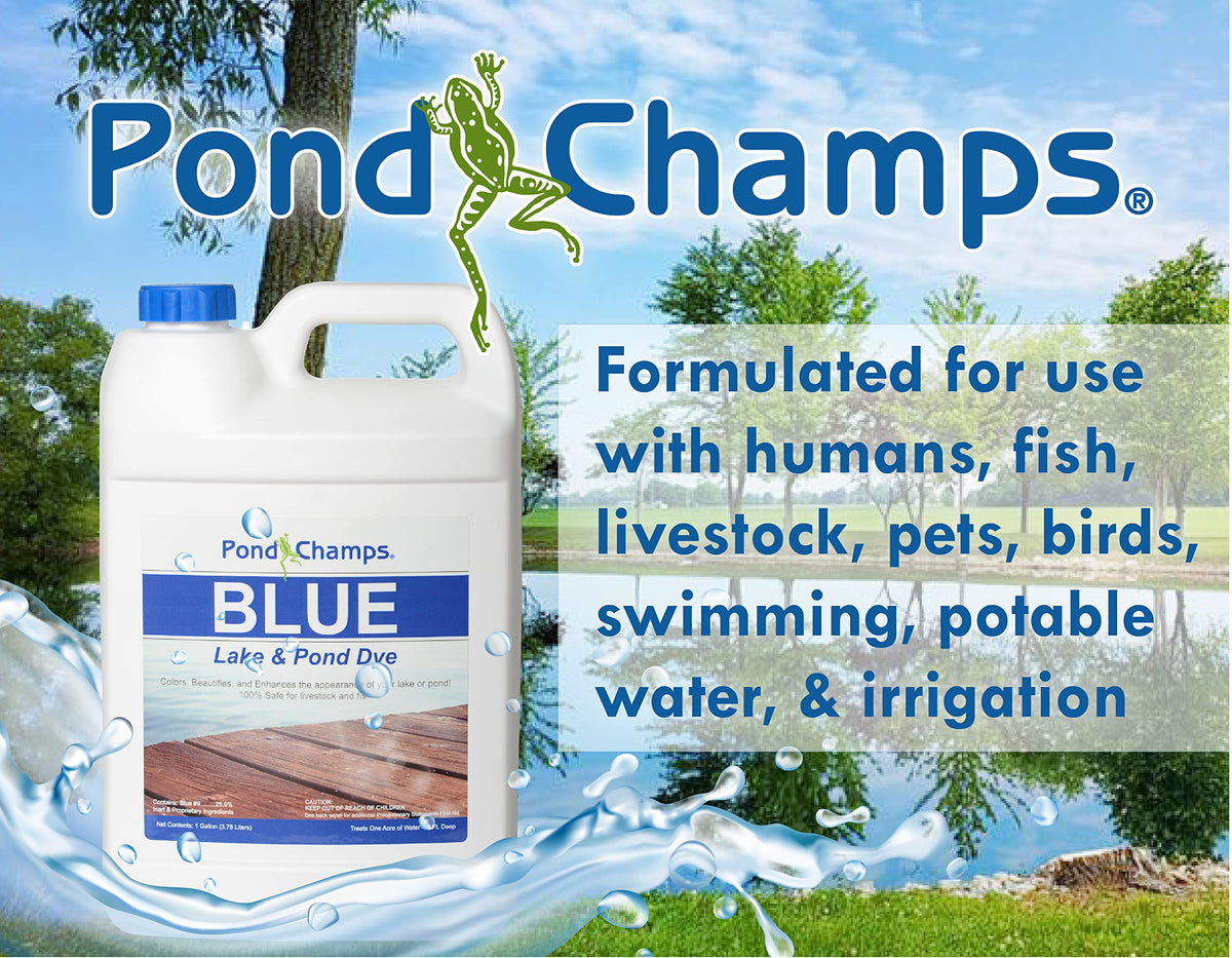 Pond Champs professional 1-gallon dye ready for larger ponds and features