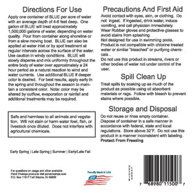 Pond Champs dye safety emphasizing safe use around fish and wildlife