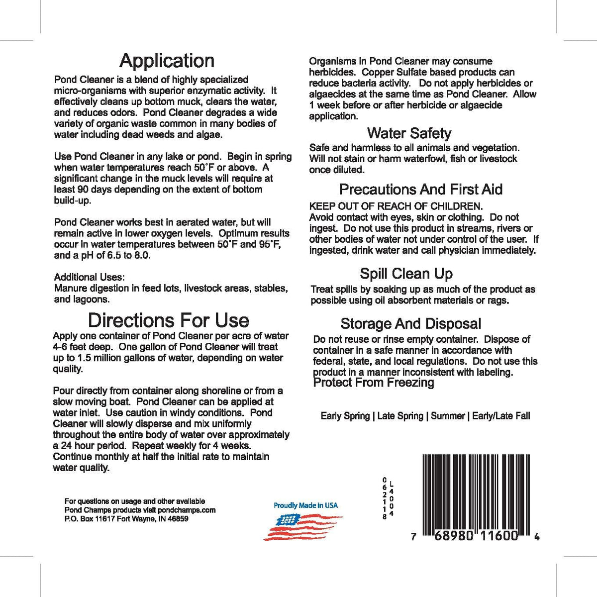 Pond Champs Safe for Koi and Goldfish label emphasizes user-friendly pond care.