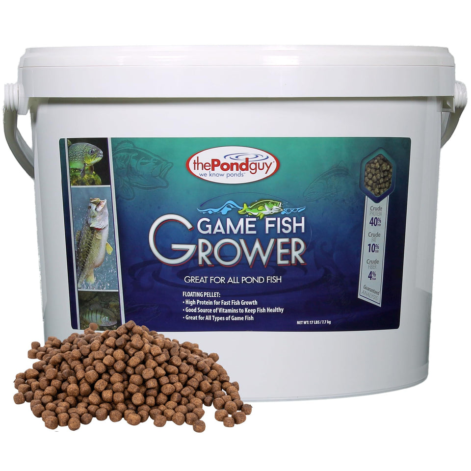 The Pond Guy Game Fish Grower bucket setup shows easy storage and resealing.