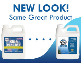 Pond Worx blue pond colorant pour demonstrates easy application