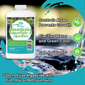 PondBliss algae clarifier restores fountain color and clarity.