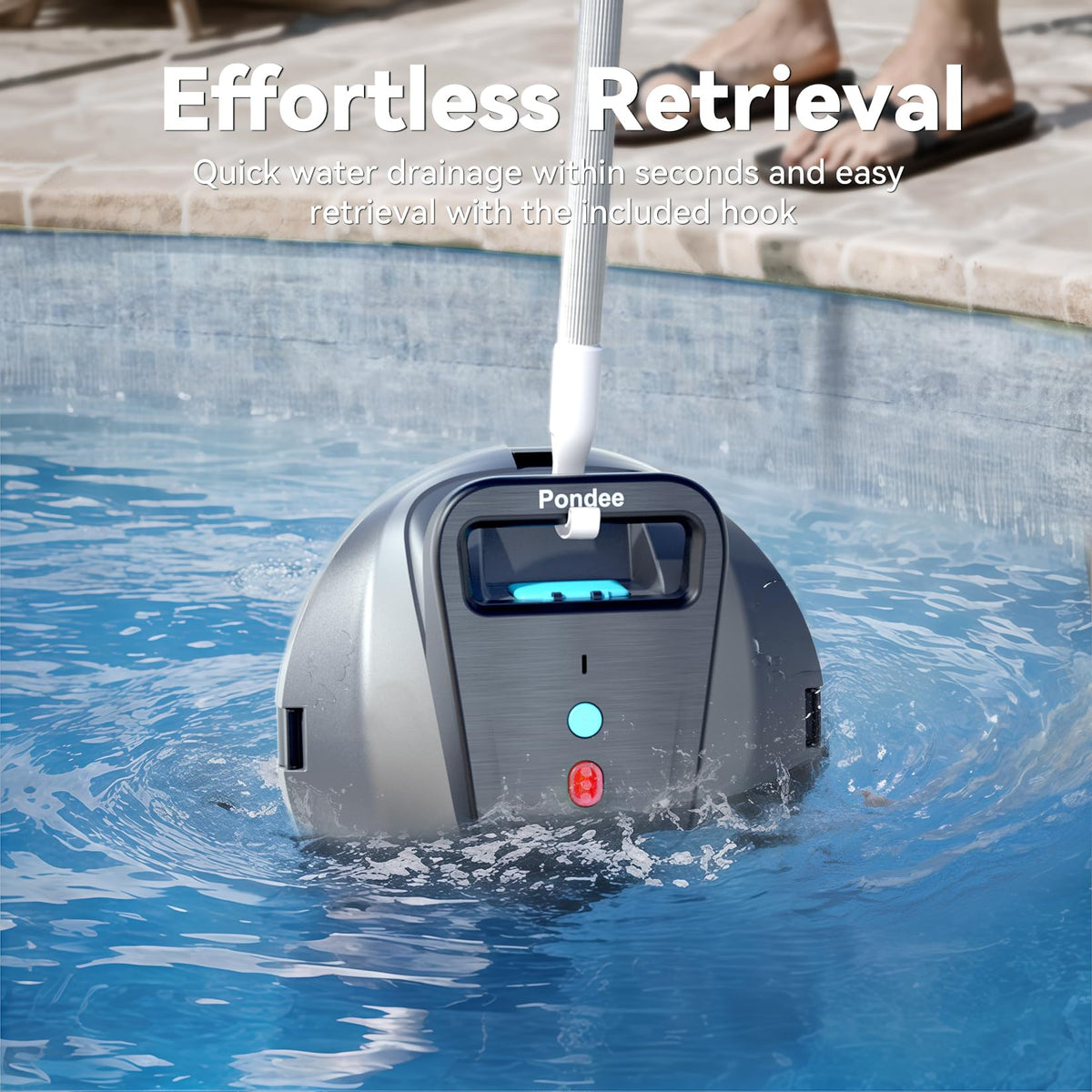 Pondee X1 flat-bottom pool compatibility for versatile use.