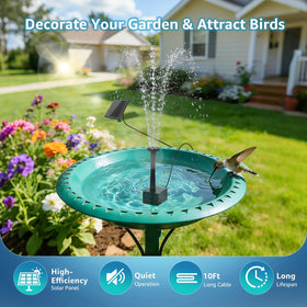 PONDIA solar fountain pump with five spray modes for varied garden effects.