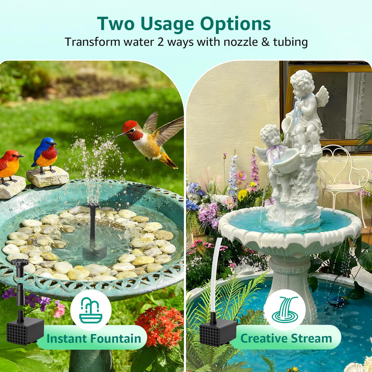 PONDIA five spray modes nozzle set for creative water effects.