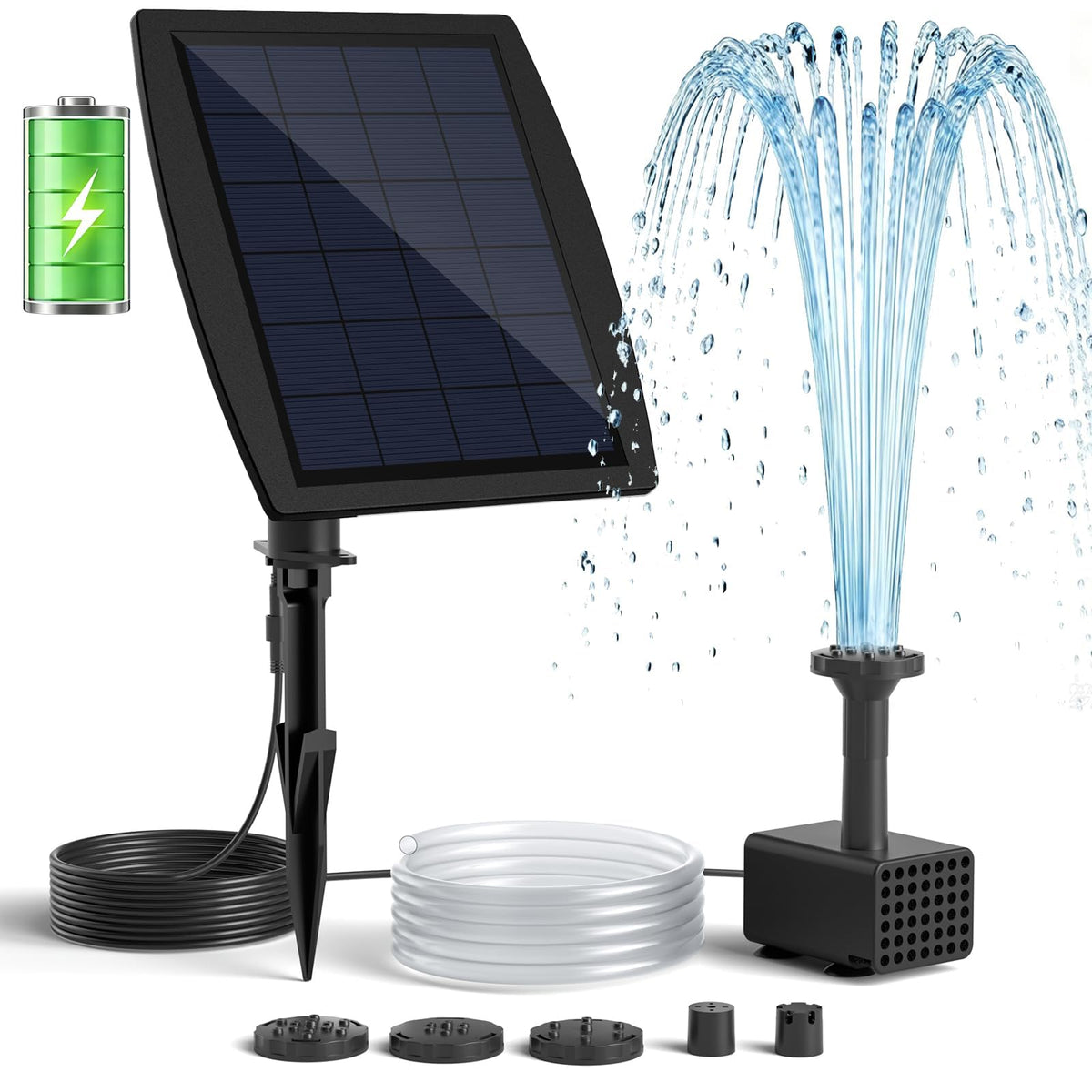 PONDIA solar fountain pump assembly for easy outdoor setup.