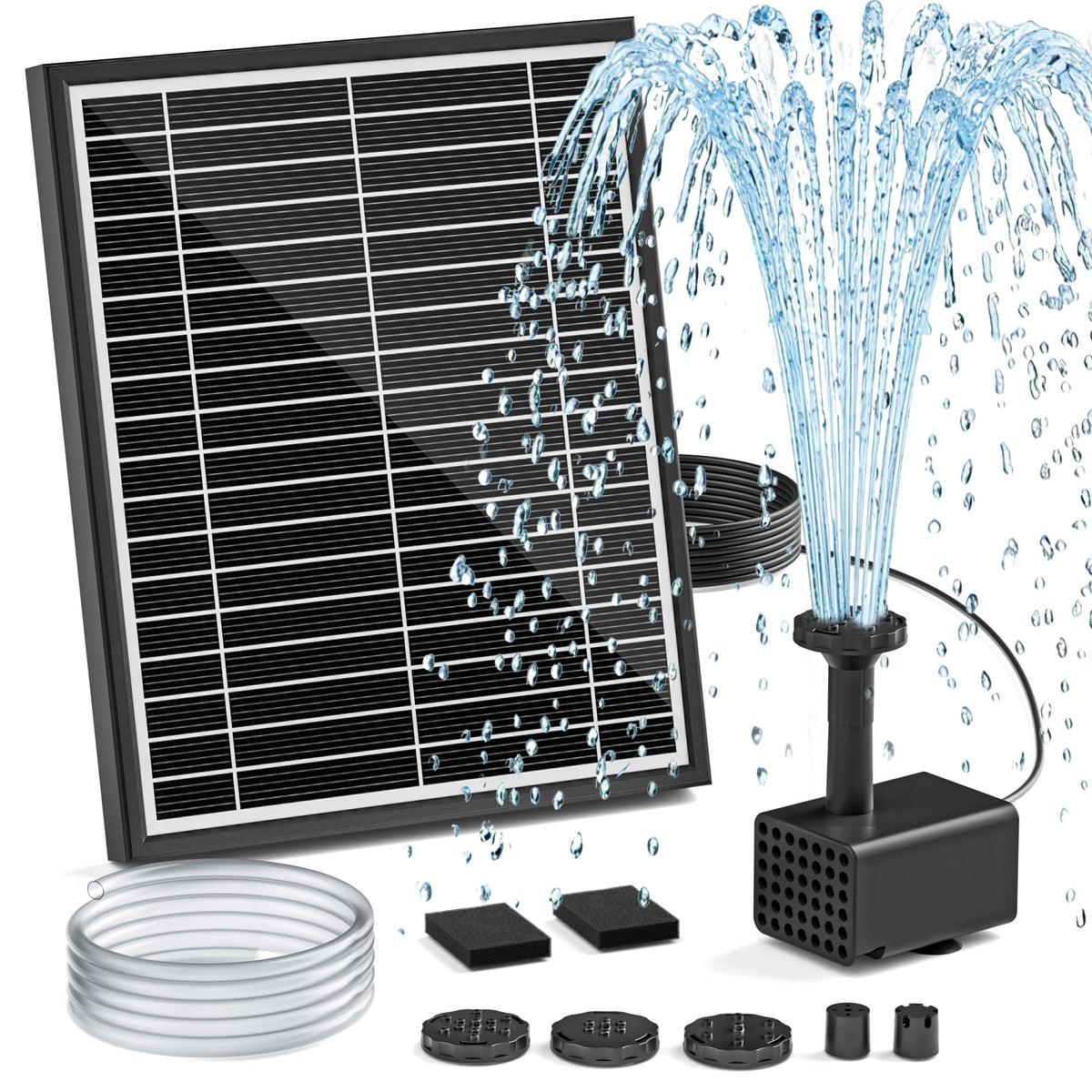PONDIA solar fountain pump for bird bath with sun powered spray to attract birds.