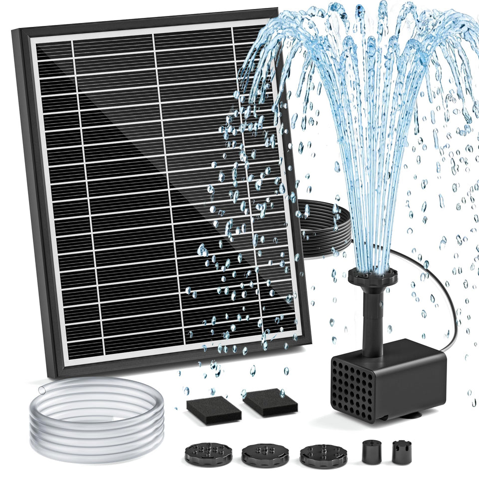 PONDIA solar fountain pump for bird bath with sun powered spray to attract birds.