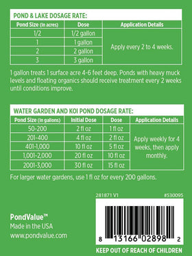 PondValue Ultimate Pond Bacteria bottle with measuring cap for dosing