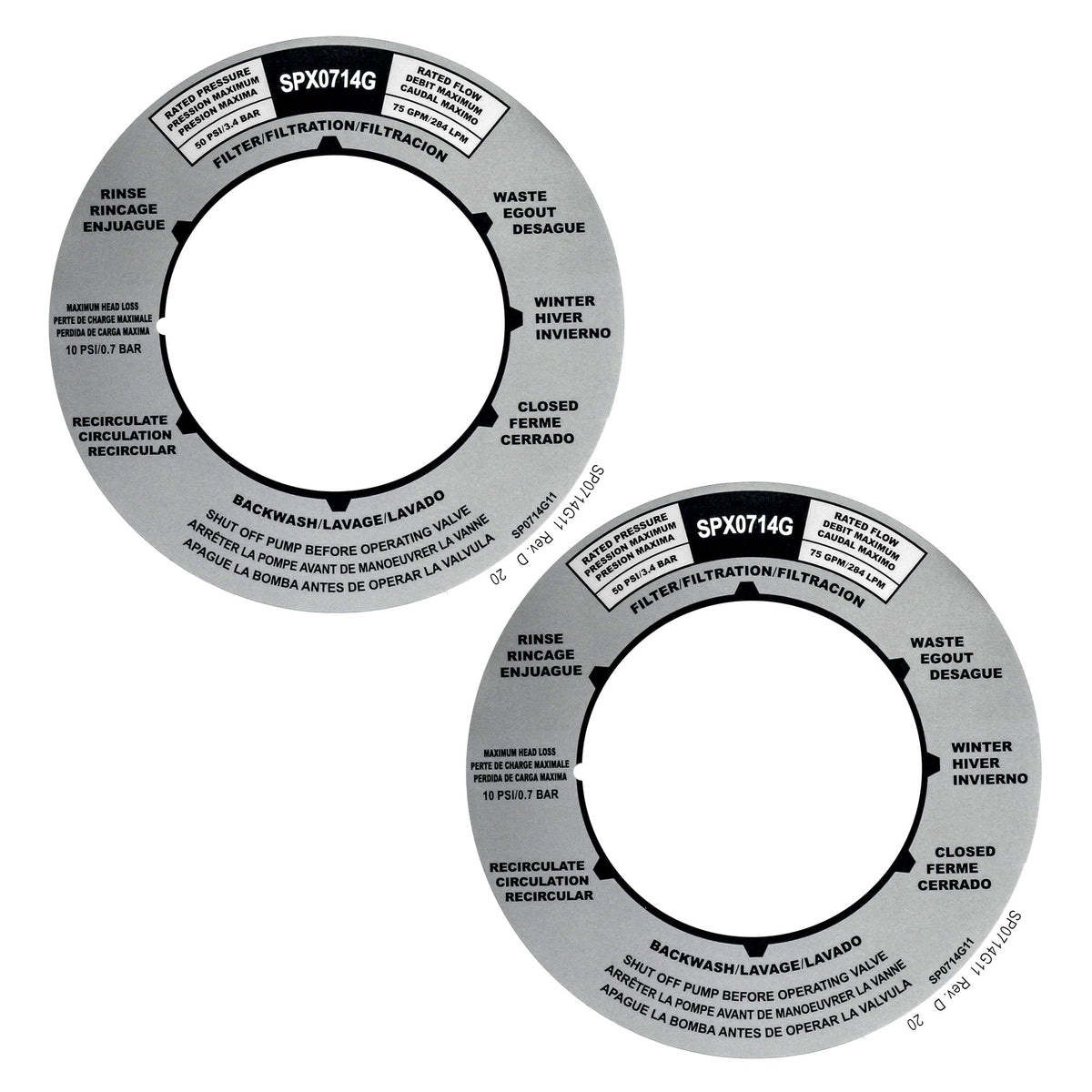 Pongle SPX0714G Hayward valve label closeup, durable vinyl for long-lasting visibility