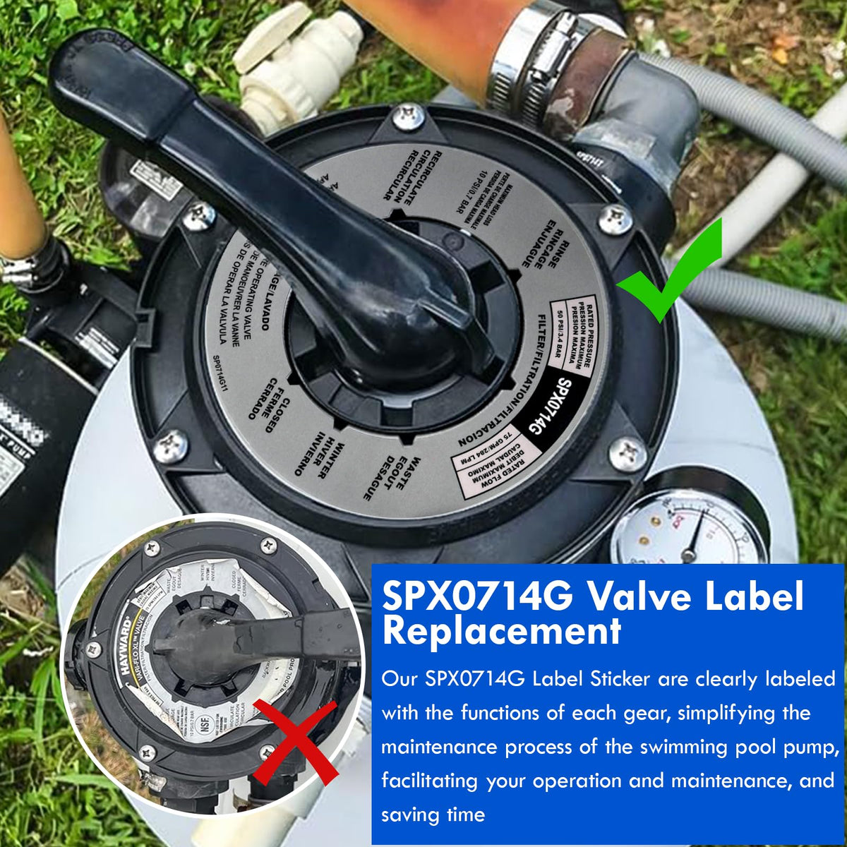Pongle SPX0714G scratch and tear resistant label improves pool pump labeling