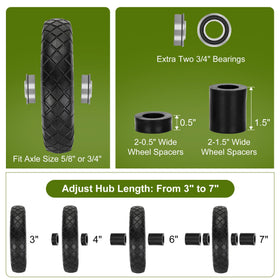 Pontuss 3 inch hub length universal fit demonstrates broad compatibility with many wheelbarrows