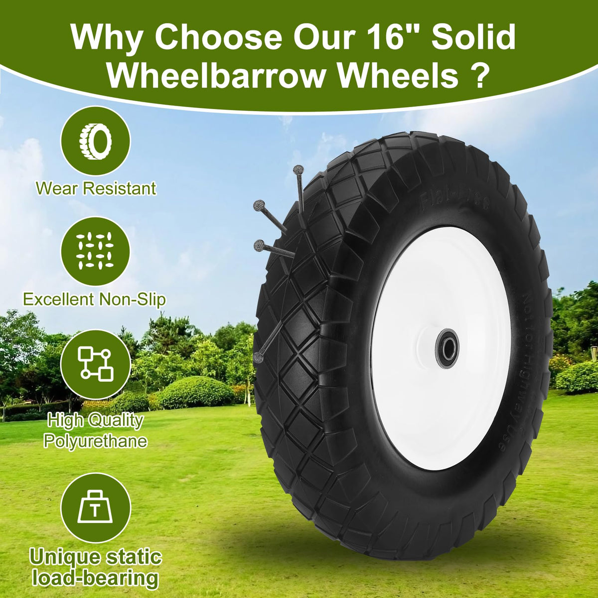 Pontuss 400-lb capacity per tire supports heavier loads without deflation risk