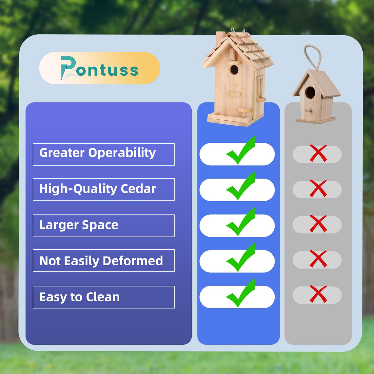 Pontuss handcrafted wood detail showcases smooth finish and quality craftsmanship.