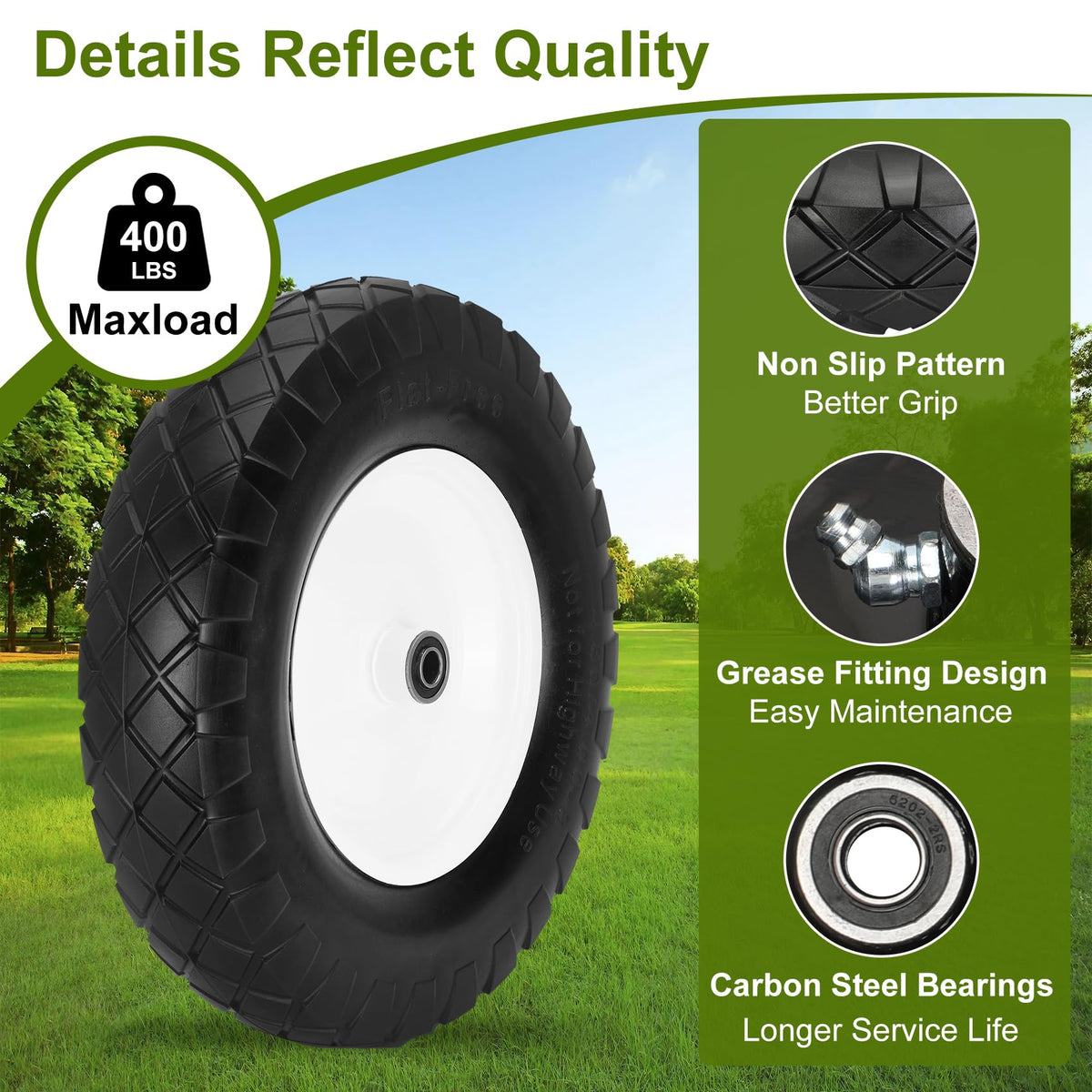 Pontuss pneumatic-free replacement reduces inflation concerns during yard work