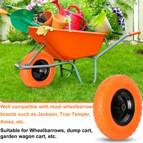 Pontuss 16in flat-free wheel in use on a wheelbarrow
