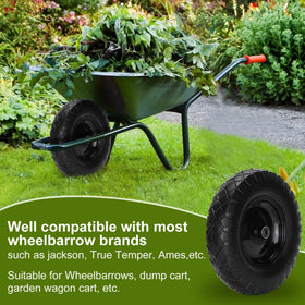 Pontuss universal-fit wheels adapt to wheelbarrows and garden trailers for versatile use.