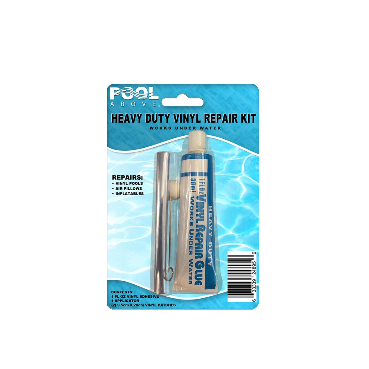 Pool Above patch kit applied to pool liner underwater with strong adhesion