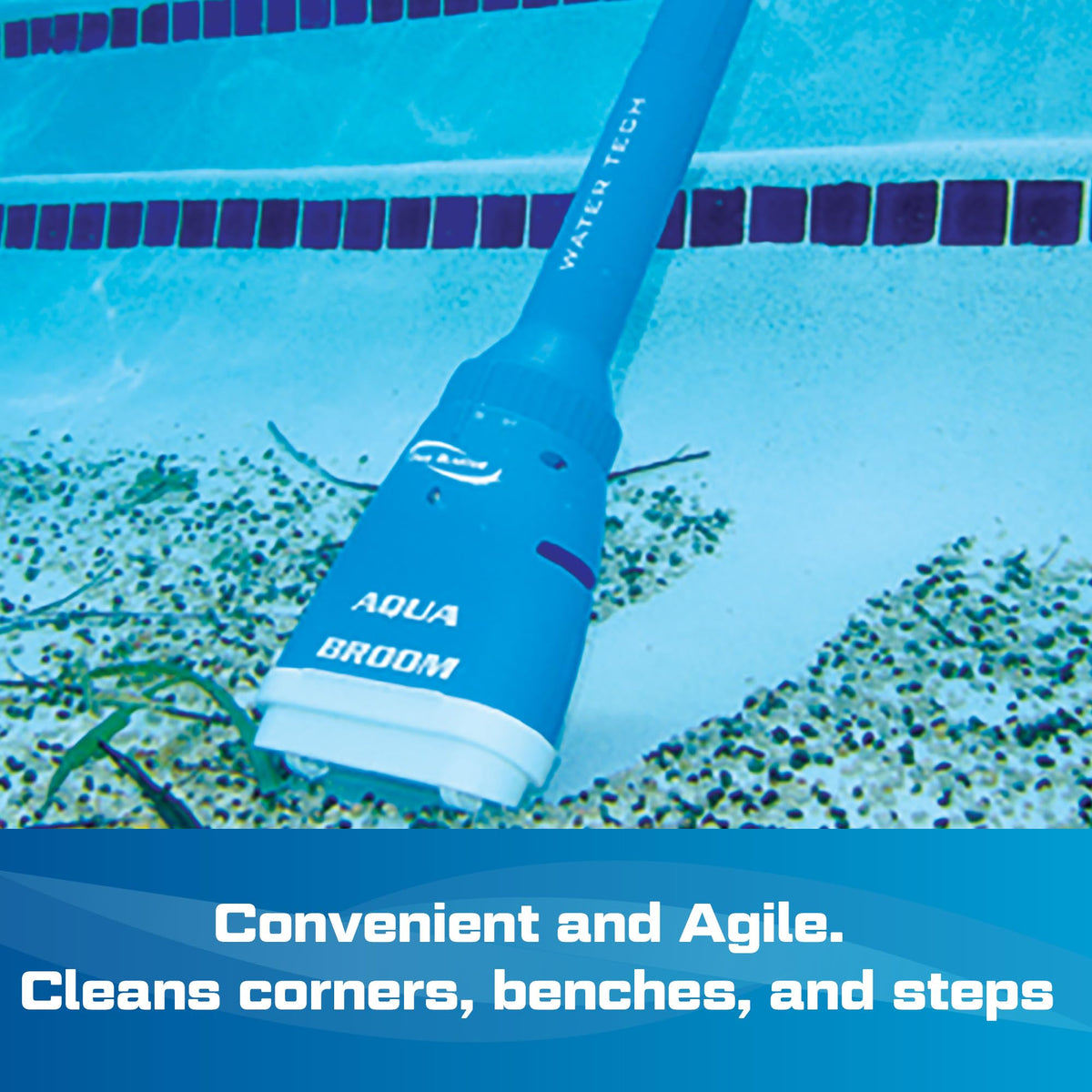 Pool Blaster Aqua Broom up to 3 hours runtime on batteries