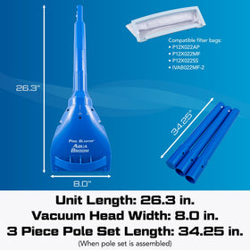 Aqua Broom XL Ultra includes filter bags and pole set
