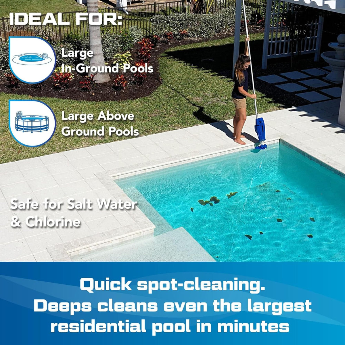 POOL BLASTER Millennium battery charging dock enables ready-to-clean sessions.