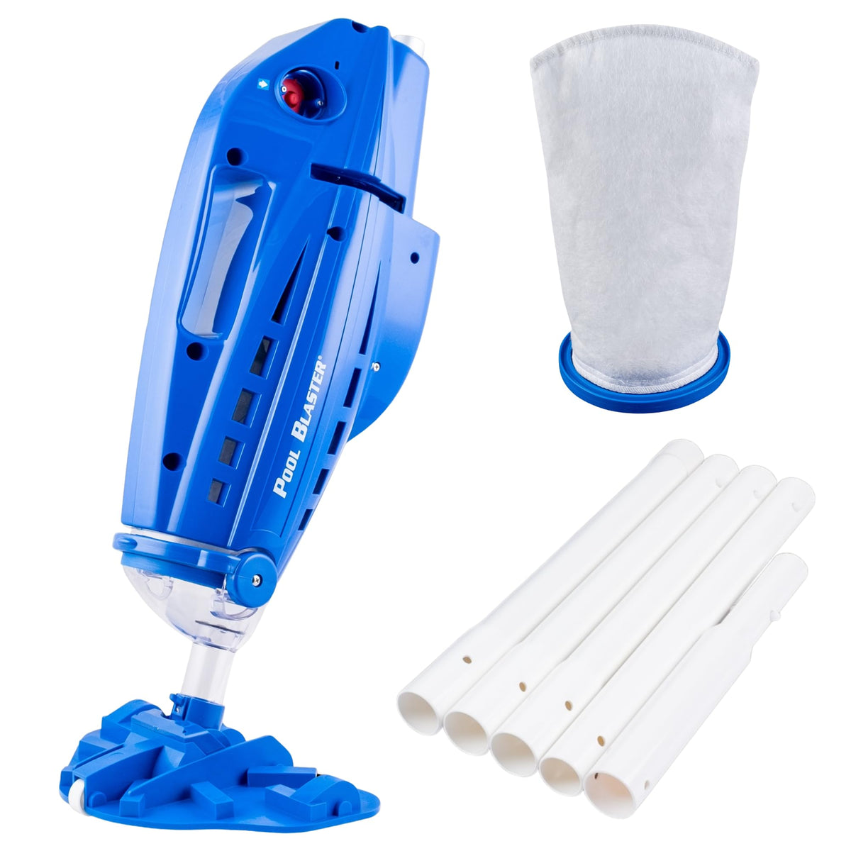 POOL BLASTER Millennium cordless vacuum unit demonstrates strong suction for debris.