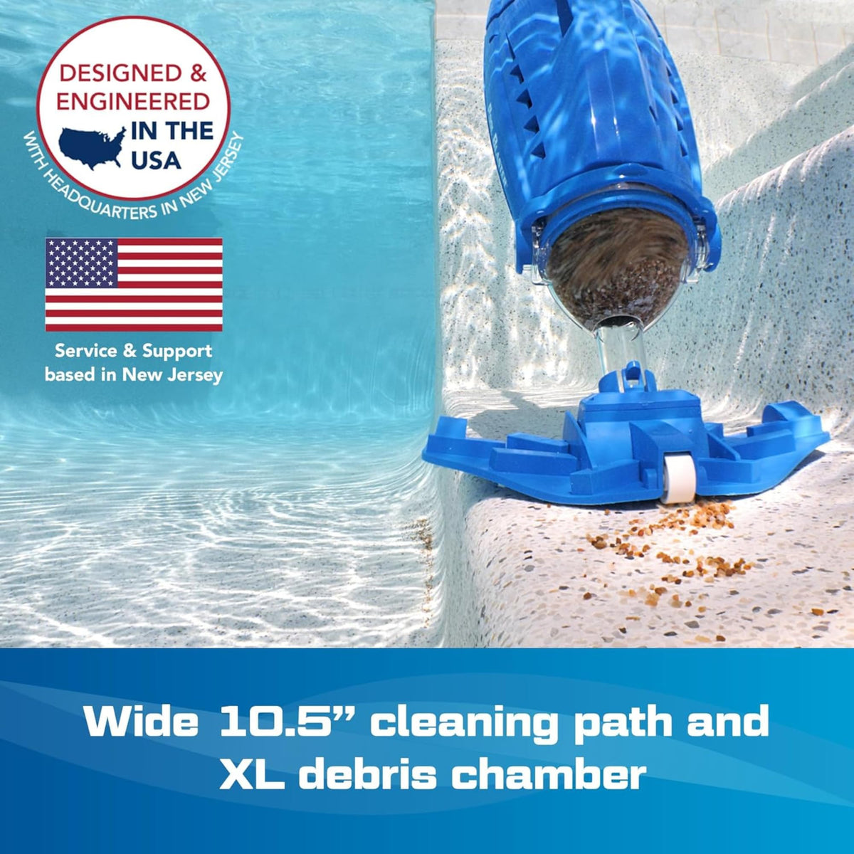 POOL BLASTER Millennium pole set provides effortless reach across pool surfaces.