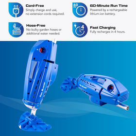 POOL BLASTER Millennium strong suction action tackles leaves, acorns, and dirt.