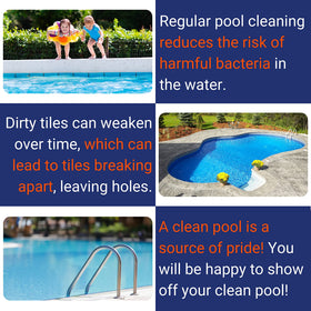 Pool Blok pumice stone removes calcium build-up from pool tiles.