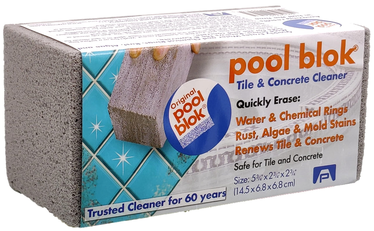 Pool Blok pumice stone delivers chemical-free cleaning with natural mineral action.