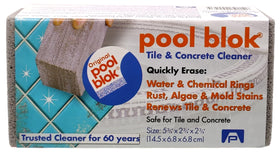 Pool Blok pumice stone indoors for hard water toilet and sink upkeep.