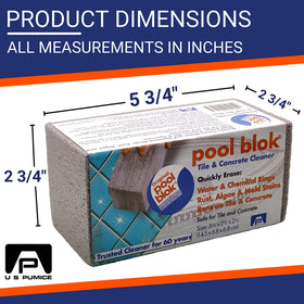 Pool Blok pumice stone removes pool plaster stains with gentle scrubbing.