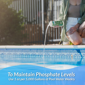 Pool Elevate Phosphate Remover dosing spoon displaying precise measurement for safe use.
