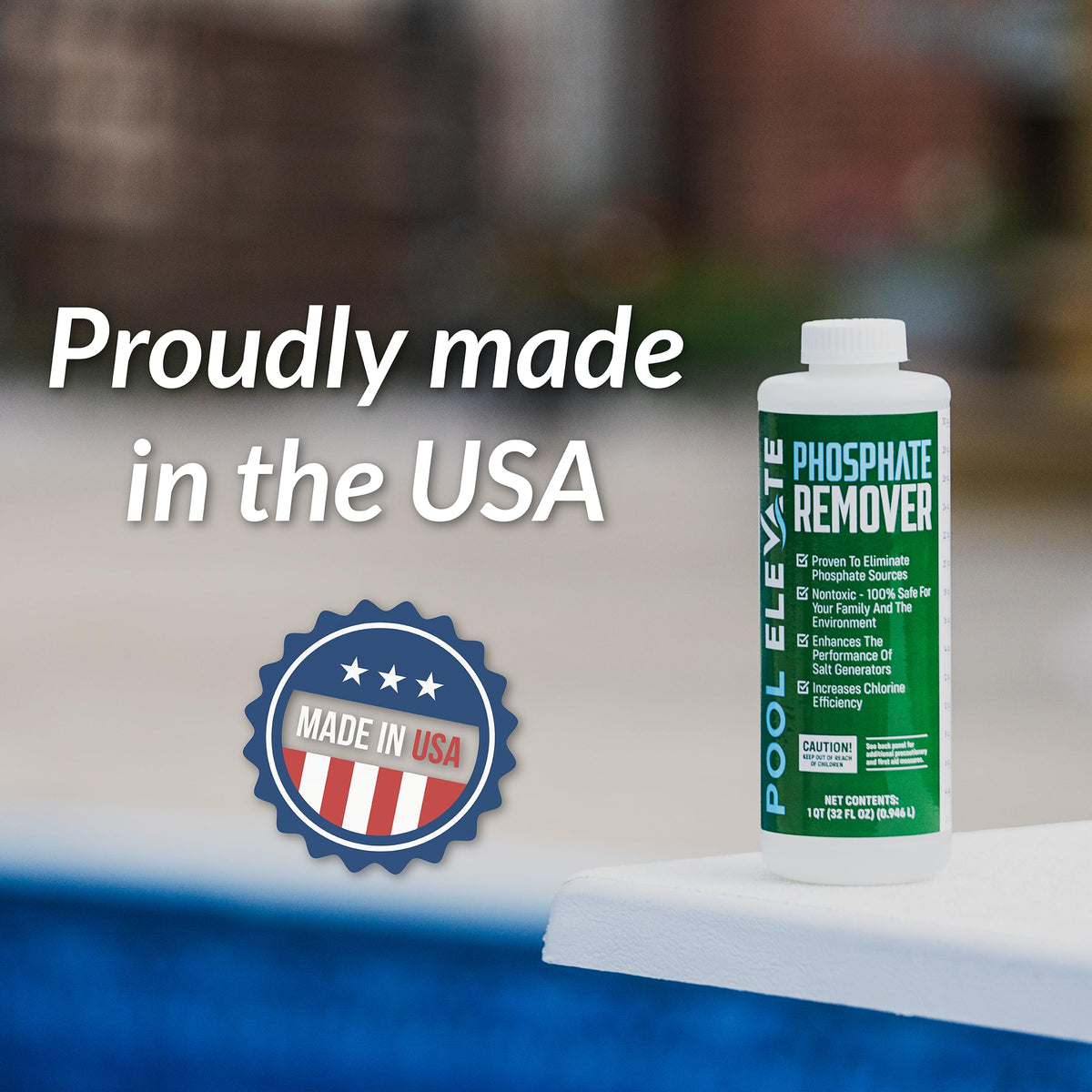 Pool Elevate Phosphate Remover label close-up highlighting the professional-grade formula.