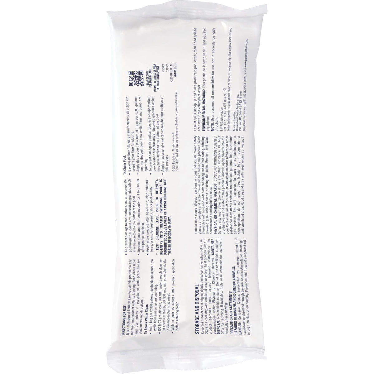 Pool Essentials Shock Treatment dosing chart for 12000-gallon pools to ensure accurate dosing.