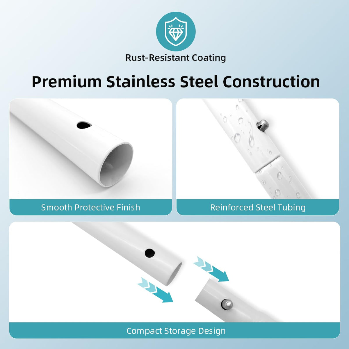 Pool Helper anti-corrosion coating protects brackets in harsh weather.