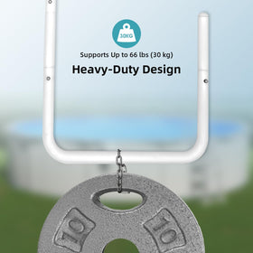 Pool Helper six-position adjustment for rails between 6 and 11 inches.