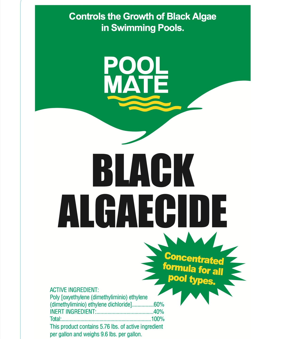 Pool Mate algaecide dosing into pool water near edge to prevent growth
