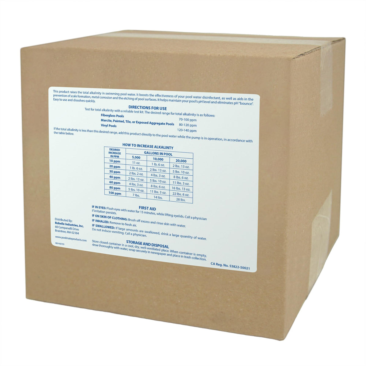 Pool Mate alkalinity increaser dissolving in pool water to stabilize pH