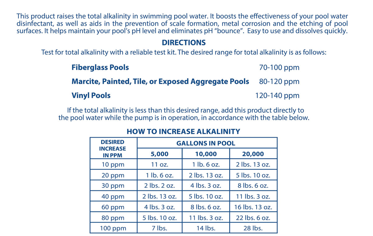 Pool Mate alkalinity increaser dissolving in water for quick maintenance