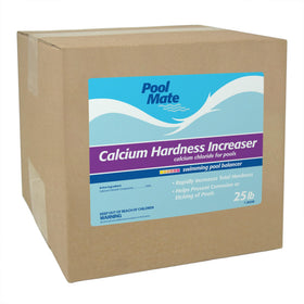 Pool Mate calcium hardness bottle for easy dosing to protect pool surfaces.
