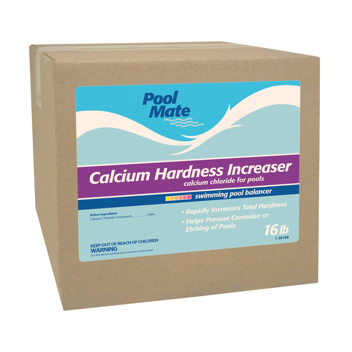 Pool Mate calcium hardness powder packaging showing granules ready for use to raise pool hardness