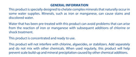 Pool Mate Dissolved Metal Removal Water Treatment illustrates removal of iron, copper, and other metals.