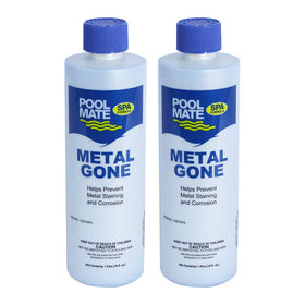 Pool Mate Metal Gone bottle pour for hot tubs helps prevent staining.