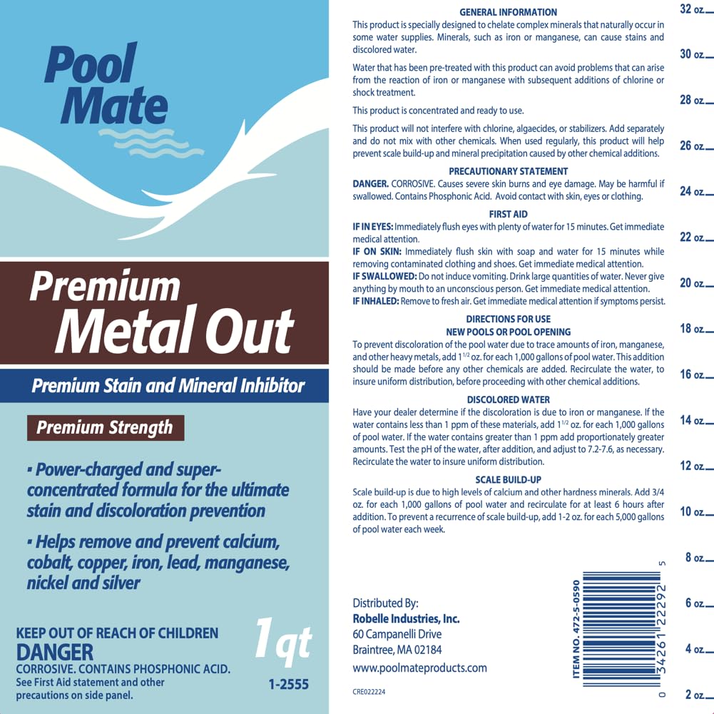 Pool Mate Mineral Inhibitor Concentrate Action highlights concentrated formula for ongoing mineral control.