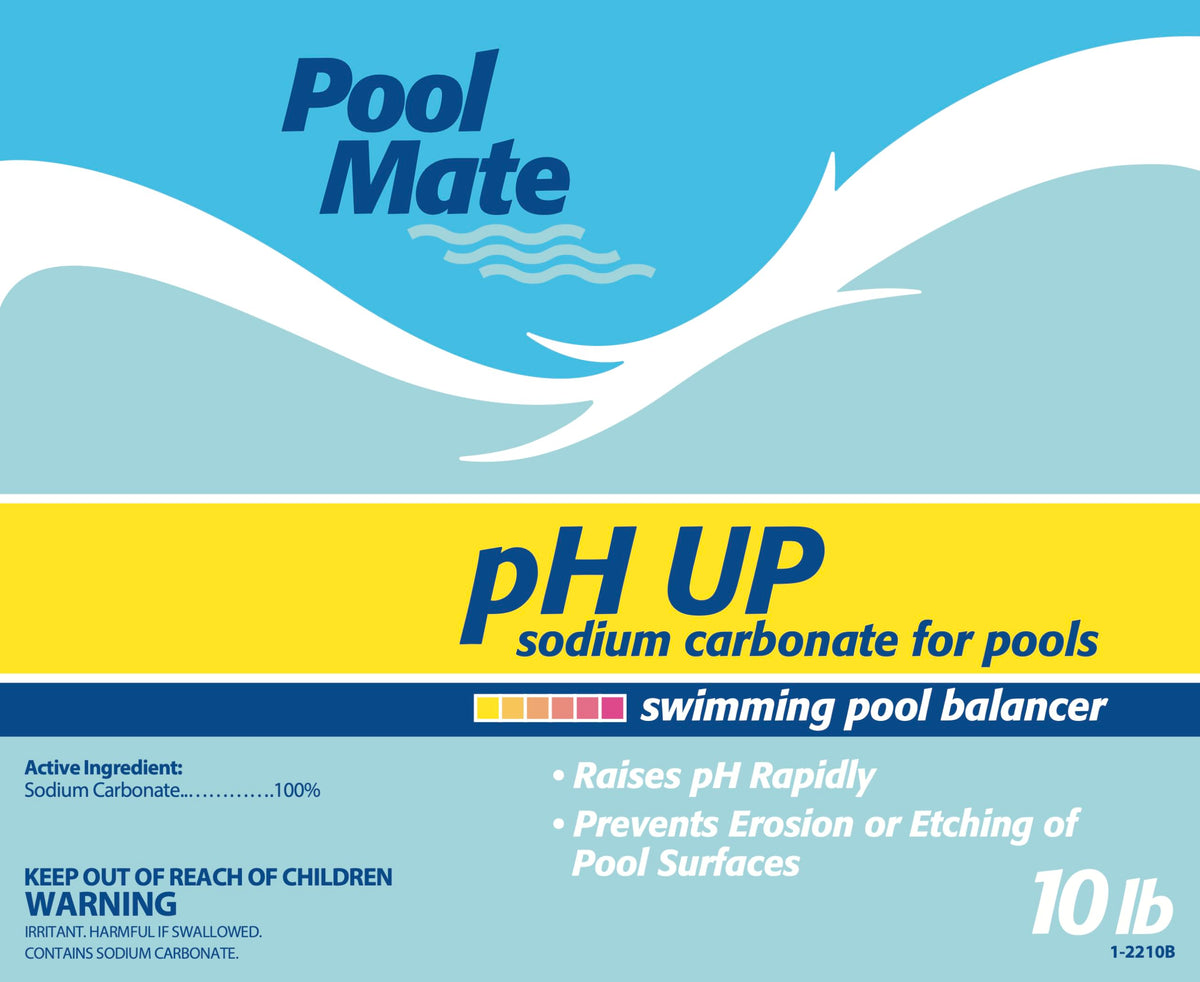 Pool Mate pH Up applied around pool perimeter with running circulation.