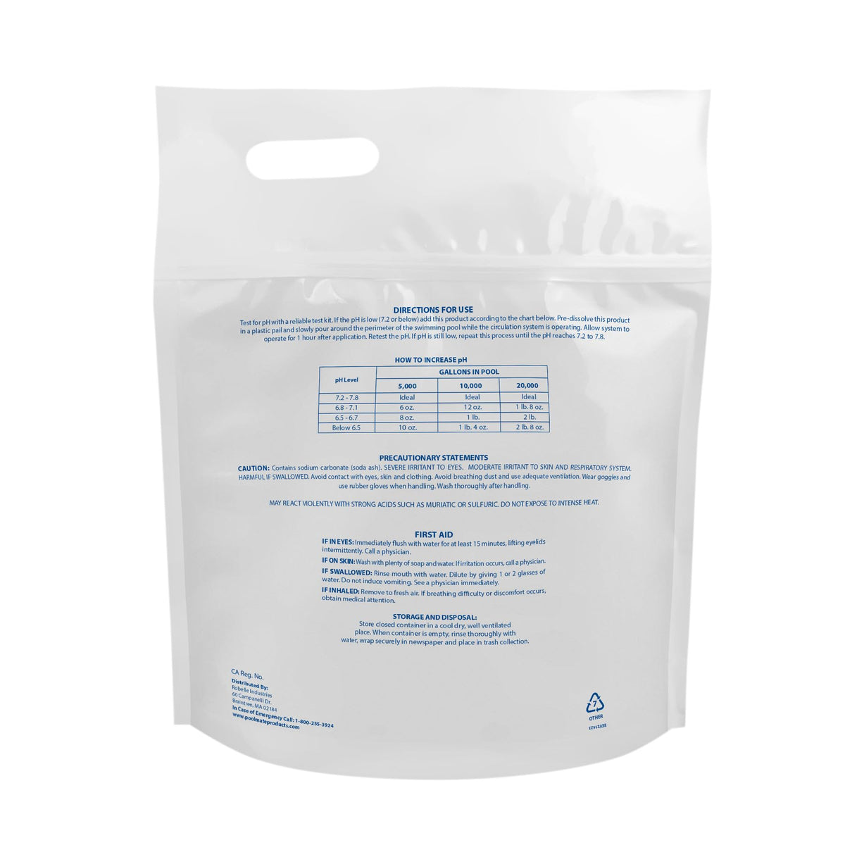 Pool Mate ph up pre-dissolve in a plastic pail for even mixing