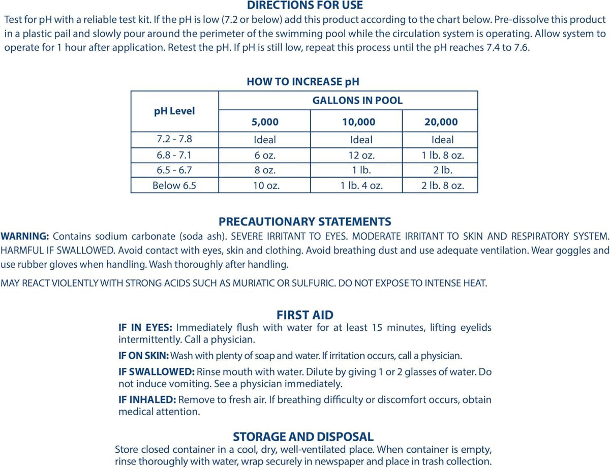 Pool Mate pH Up after treatment; test kit shows pH near target range.