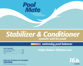 Pool Mate being poured into the skimmer to distribute stabilizer evenly.